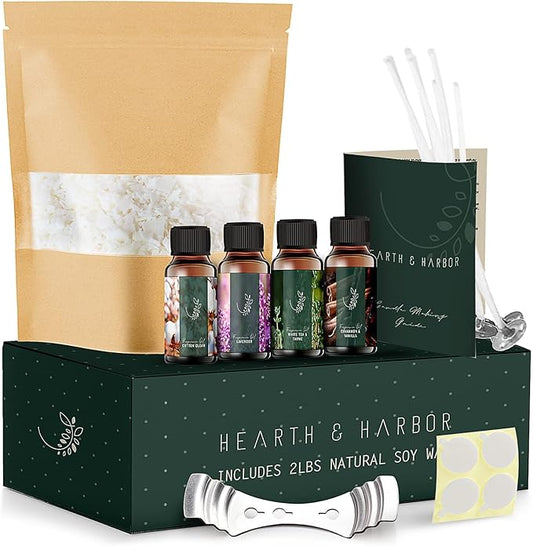Hearth & Harbor Organic Soy Candle Wax for Candle Making, 2 lbs Natural Candles Making Supplies, Beeswax-Free, Paraffin-Free, Pure Soy Wax Flakes Perfect for Candles, Tealights and Melts