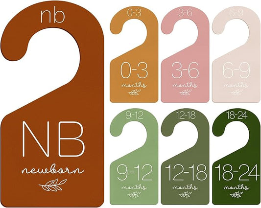 Whaline 7Pcs Baby Closet Size Dividers Colorful Acrylic Hanger Clothes Organizers Newborn to 24 Month Thicken Infant Wardrobe Clothes Hanger Separators for Home Nursery Baby Clothes, 3.5 x 7 Inch