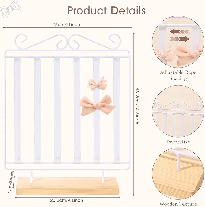 POVETIRE Bow Holder Bow Organizer for Girls, Baby Hair Clips Storage Stand, Hair Accessories Organizer Display Rack Decors Nursery Toddler Room