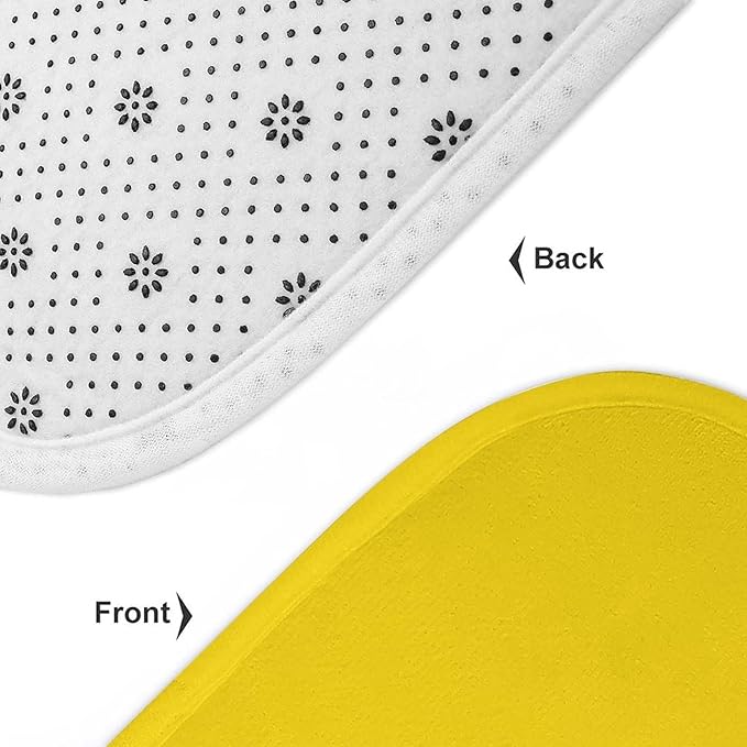 3 Pieces Bath Rug Sets, Sunshine Yellow Color Bathroom Mat Set Non Slip U Shaped Contour Rug & Toilet Lid Cover