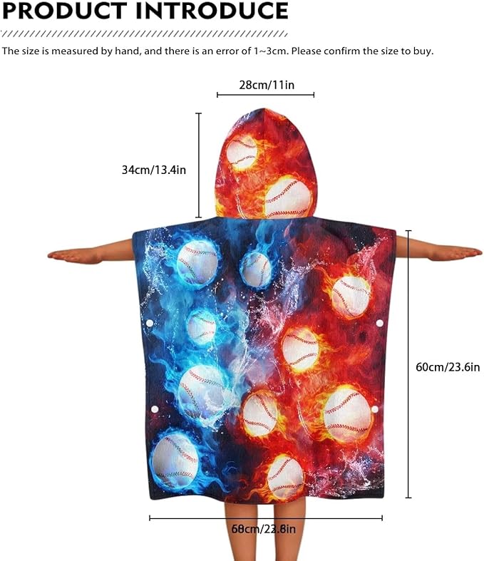 Baby Bath Towel Hooded Ultra Soft Towel Highly Absorbent for Babies Toddler Infant Fire Baseball Hooded Bath Towel Wrap