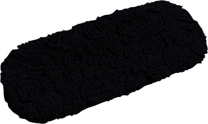 Home Weavers Bell Flower Toilet Tank Lid Cover – 10"x22", 100% Cotton, Tufted, Soft & Absorbent, Non-Slip, Machine Washable Bathroom Décor, Black