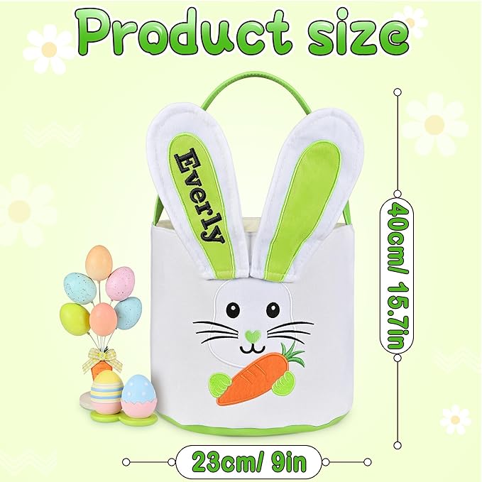 Easter Baskets for Kids - Touber Bunny Easter Basket | Gifts for Boys & Girls and Hunting Party Favor Supplies - Green Ears
