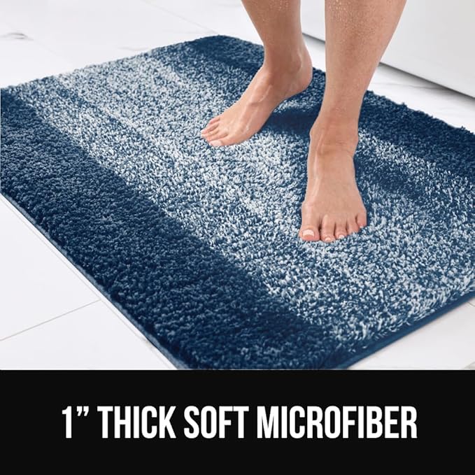 GORILLA GRIP Soft Plush Bathroom Rugs with Rubber Backing Set of 2, Absorbent Quick Dry Bath Mat, Machine Washable Shower Mats, Home Décor Accessories, Bathmat Rug Floor, 24x16 and 30x18 Navy