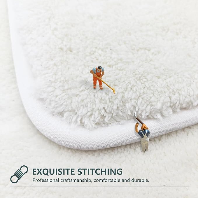 17''x24 Boho Bath Rugs for Bathroom Decor Non-Slip Bath Mat Absorbent Plush Microfiber Soft Carpet Machine Washable Bath Mat for Bathrooms,Showers,Laundry Rooms,White and Green