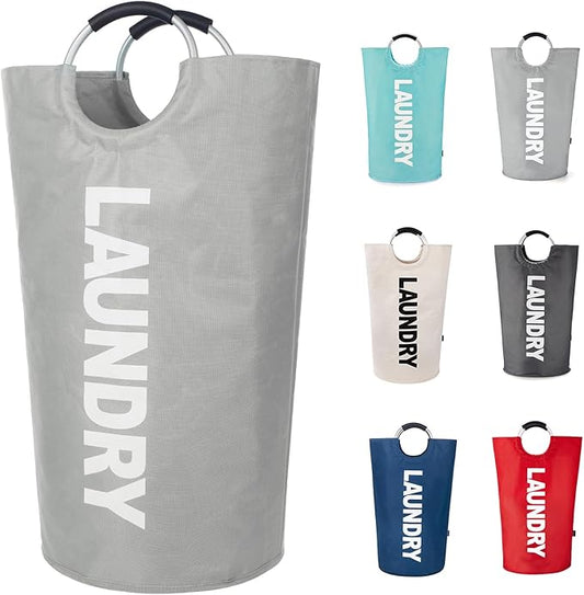 Twira 125L Pro XX-Large Laundry Baskets, Laundry Hamper Stands Up Well, Laundry Bag with Padded Handles, Waterproof Laundry Basket Collapsible, Clothes Hamper for College, Bathroom (Light Grey)