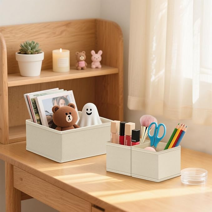 Dorisun Drawer Organizer Clothes 12 Pack, Dresser Closet Organizers For Baby Clothes Underwear, Sock Beige