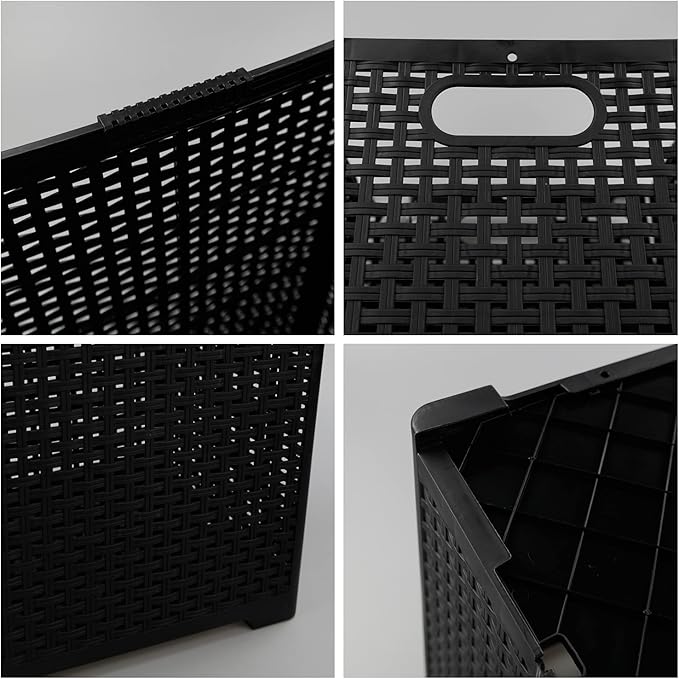 Morcte 2-Pack 42 L Folding Laundry Basket, Plastic Towel Hamper for Wet Towels, Black
