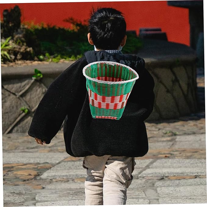 POPETPOP Hand Woven Dance Props Backpack for Girls Toy Storage Baskets Decorative Woven Knapsack Rustic Boys and Girls Decorative Basket