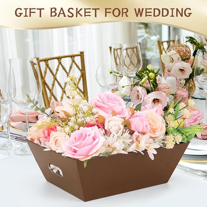 20PACK Baskets for Gifts Empty, 10x12”Thick Brown Gift Basket with Handles