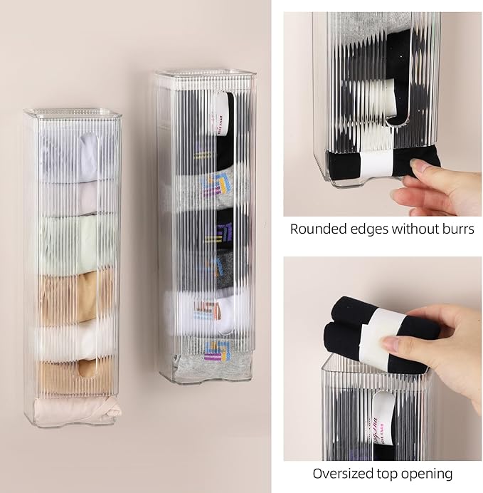 acDesign 2PCS Wall Mount Sock Underwear Drawer Organizer, Wall Hanging Underwear Storage Box for Wardrobe Cabinet Bedroom Socks Lingerie