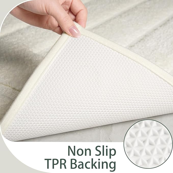HOMORE Bathroom Rug 24x48 Inch Soft Absorbent Microfiber Bathroom Runner Rug, Washable Bath Runners Rugs for Bathrooms Non Slip Bath Rugs for Shower Tub,Ivory