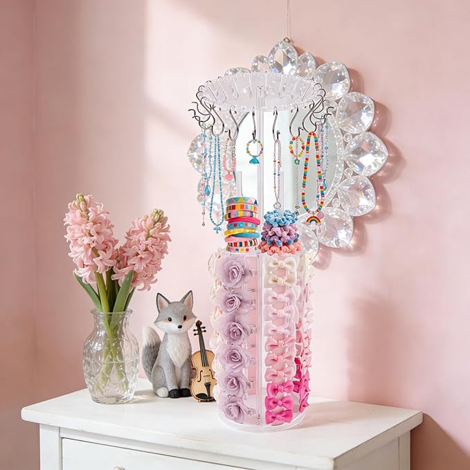 Bow Holder Bow Organizer for Girls,Baby Hair Clips Storage Stand, Rotatable Hair Accessory Organizer Rack for Baby Newborn Infant Toddler Kids (snzp-18-1)