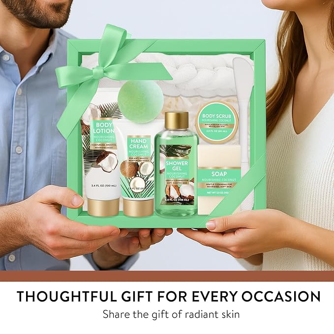 Spa Luxetique Gifts for Women 8pcs Bath and Body Works Gift Set for Women Tropical Coconut Spa Gift for Womens Birthday Gift for Womens Daughter Mom Wife Girlfriend Valentines Day Gifts for Her