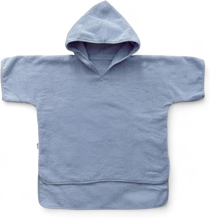 Hooded Poncho Towel 2-3T - 100% Organic Cotton, Absorbent & Lightweight for Toddler Boy & Girl, Bath, Pool & Beach (Dark Blue, 2-3T)