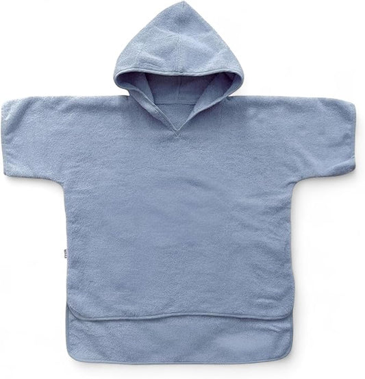Hooded Poncho Towel 2-3T - 100% Organic Cotton, Absorbent & Lightweight for Toddler Boy & Girl, Bath, Pool & Beach (Dark Blue, 2-3T)