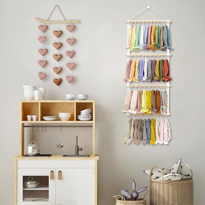 POVETIRE Headband Holder for Girls Baby Headband Organizer Head Bands Hair Accessories Display Organizer Wall Hanging Decor for Nursery Toddler Girl Room