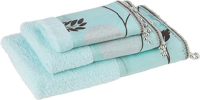 3 Piece Bath Towels Set for Bathroom, Bath, Hand & Wash Cloths, Decorative Stylish Plush Cotton Washcloths - Showering, Face & Body Washing, Airbnb Essentials & Host Accessories, Light Blue