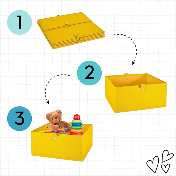 RiverRidge Kids 6pc Folding Storage Bins Set - 10.5”W x 5”H Fabric Boxes with Handles for Closet Organizer & Storage - Taupe Cube Storage Organizer for Toys, Clothes & Crafts - Fits RiverRidge Shelve
