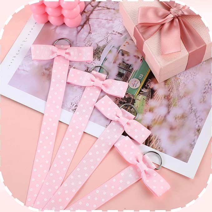 5PCS Bow Organizer for Girls, 40 Inch - Pink Bow Holder for Girls' Hair Bows, Hanging Bows Organizers for Baby Girl Headband Accessories Display