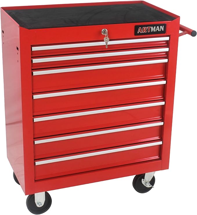 7 Drawers Rolling Tool Chest Cart ,24.2*12.9*29.9"Tool Storage Cabinet With 4 Wheels.Portable Tool Cabinet Trolley With Locking System and Drawer Liners.Tool Storage Cart for Garage,Workshop