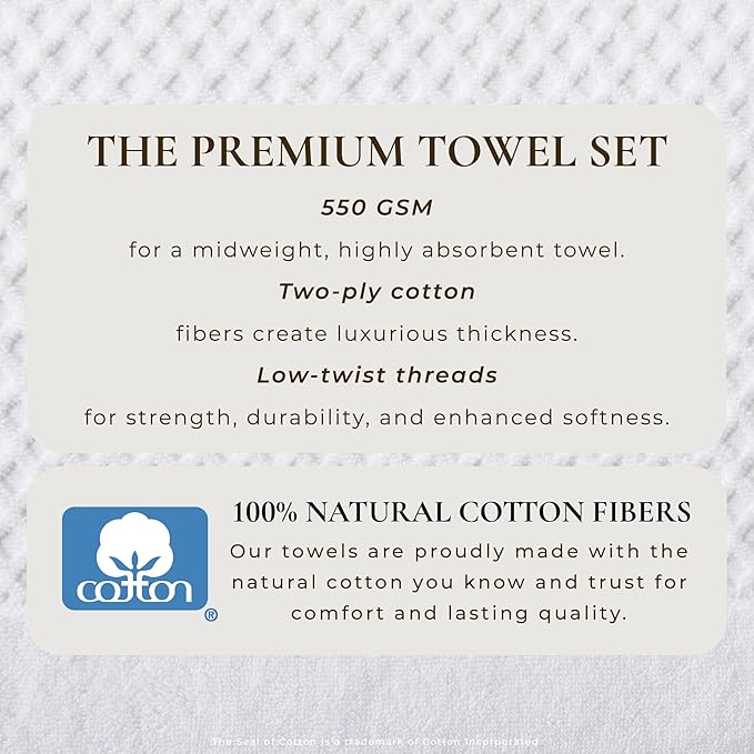 Great Bay Home Bath Towels - 100% Cotton 4 Pack 54x27 Bath Towel Set - Absorbent, Durable, Quick-Dry Towels for Bathroom (Optic White)