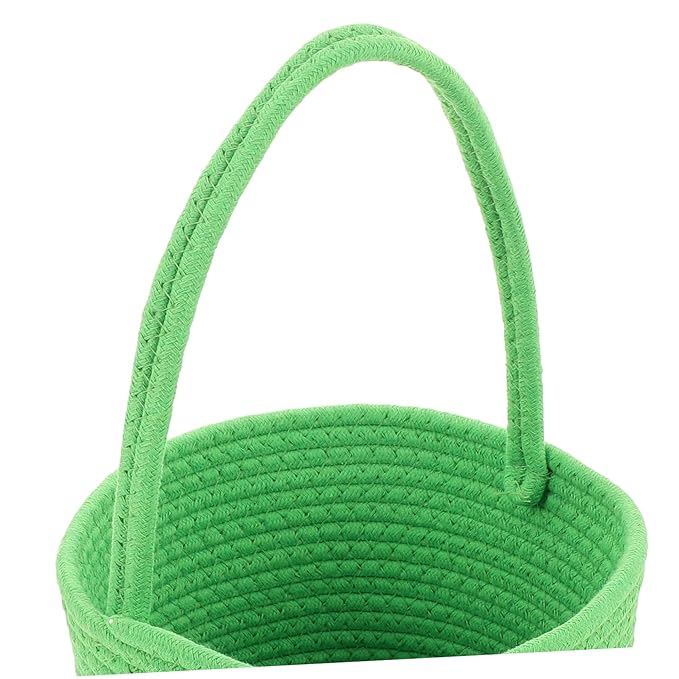 Vaguelly Handwoven Small Cotton Rope Basket for Shower and Wedding Candy Container Lightweight Mini Dinosaur Snack Bucket Nursery and Boy Girl Storage Pet Toy Organizer Portable Woven Crate