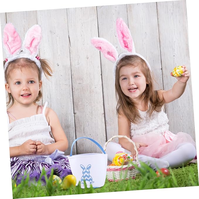 1Pc Theme Bunny Basket with Plush Tail Cute Cartoon Rabbit Candy Storage Holder for Treats Festival Basket