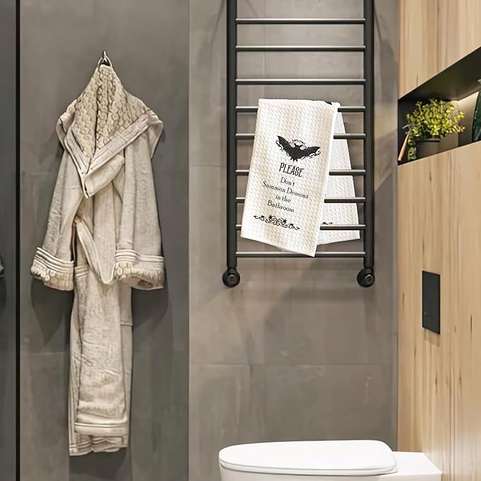 Absorbent Bathroom Towels - Please Don't Summon Demons In The Bathroom - 16 x 24 Inches Decorative Fast Drying Bath Hand Dish Towels - Home Bath Funny Decor & Supplies Gifts For Friends Family - A18