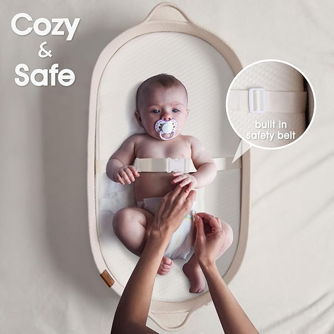 Baby Changing Basket Includes Diaper Caddy - Soft & Waterproof Dual-Cover, Portable, Changing Pad for Dresser & Changing Table, Gift for Baby Shower, Organic Cotton Rope