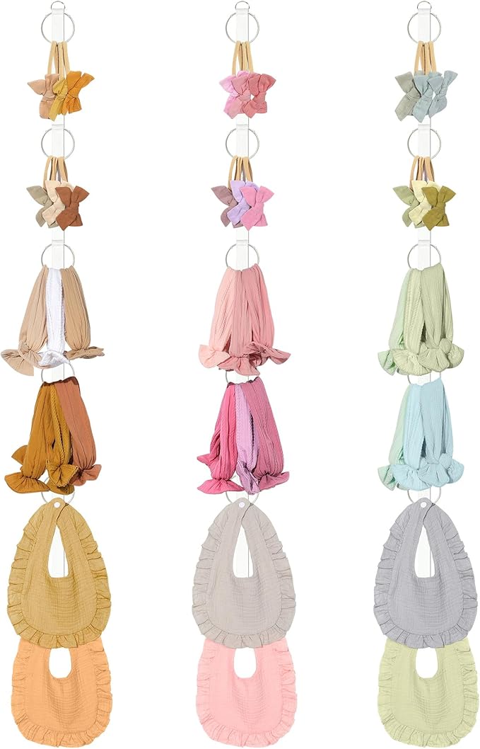 POVETIRE 3PCS Baby Headband Holder Hairbands Organizer, Hanging Bow Organizer for Girls, Hair Accessories Organizer Display Wall for Newborn Infant Toddler Kids Nursery Room Decor