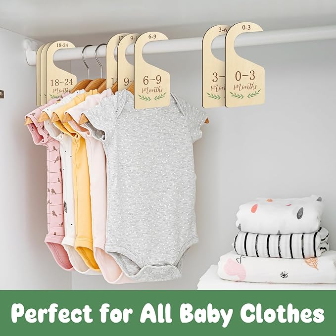 Wooden Baby Closet Dividers,Baby Clothes Dividers For Closet,Baby Closet Organizer Hangers For Nursery,Baby Hangers Size Dividers