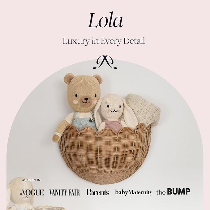 BEBE BASK Scalloped Wicker Hanging Basket - The Original Wicker Wall Decor - Hand Woven Wall Basket - Home Décor Wall Hanging Basket - Wall Storage Basket for Nursery, Living Room and Bathroom (Mocca)