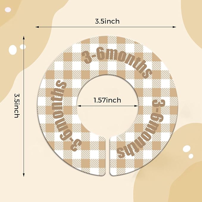 WSICSE Baby Closet Dividers,Round Baby Clothes Dividers for Closet Nursery Closet Organizer & Decor for Sorting 8 Designs Fits 1.5" Rod