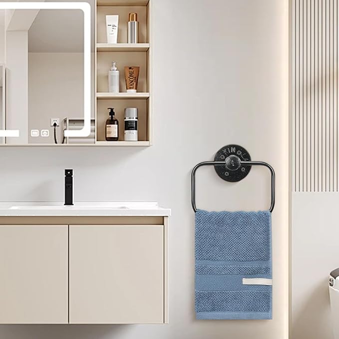 4-Pieces Industrial Pipe Bathroom Towel Ring Kit DIY Wall Mount Accessories Kit Includes Robe Hook Towel Bar and Towel Ring (18 inch)