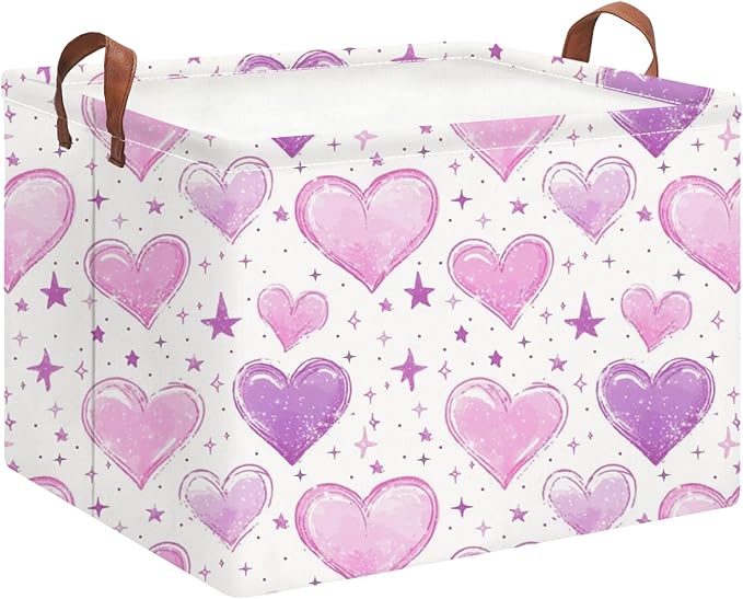 Rectangle Storage Basket with Handles,Collapsible Storage Bin,Books Box,Gift Basket(Dreamlike Love)