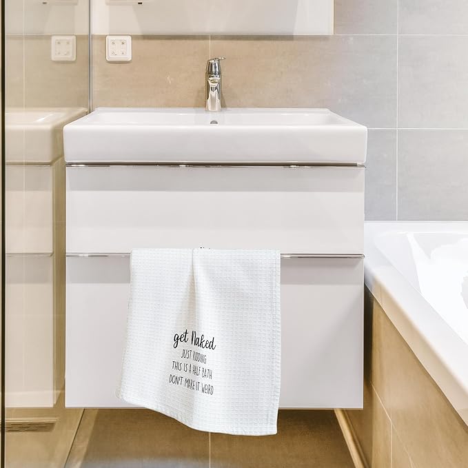 Absorbent Bathroom Towels - Get Naked Just Kidding - 16 x 24 Inches Decorative Fast Drying Bathroom Hand Dish Towels - Home Bath Funny Decoration & Supplies Gifts for Friends Family - A04