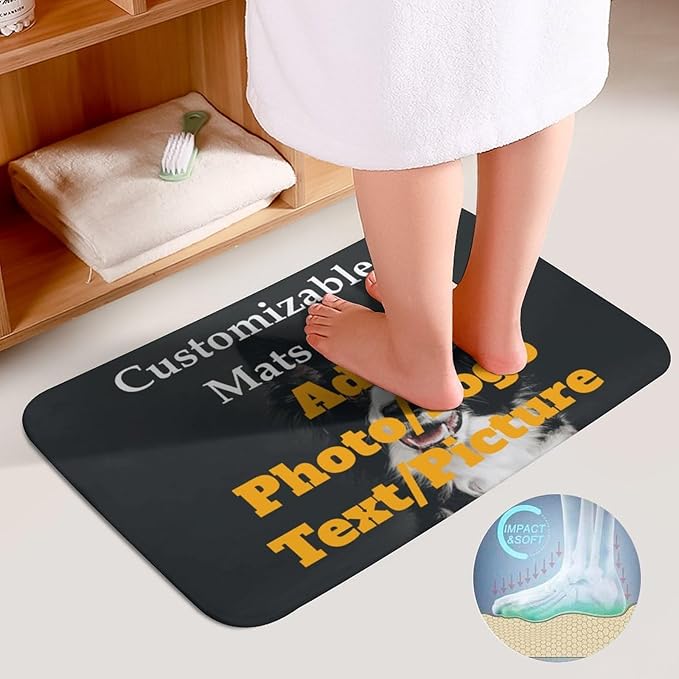 3 Piece Bathroom Custom Floor Mat Set Personalized Rug Design Your Own Toilet Lid Cover Add Photo/Picture/Text Non-Slip Decoration