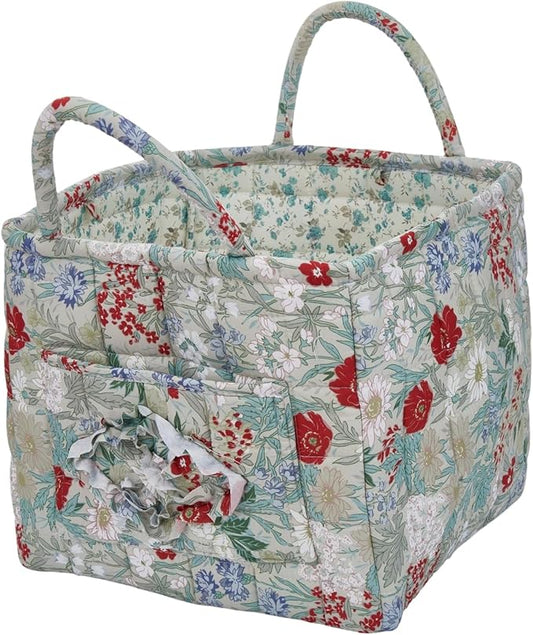 Boho Fabric Storage Basket, Large Capacity Laundry Basket, 12.2'' x 10.23'' x 10.23'' Collapsible Laundry Hamper with Easy Carry Handles (C Multi-Color 4, L)