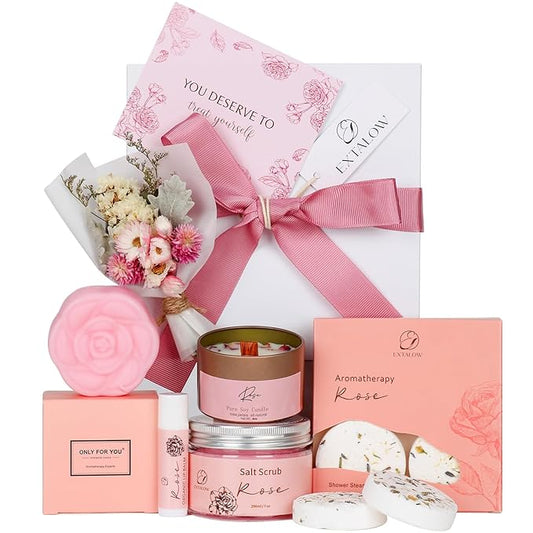 Spa Gifts for Women Bath and Body Gift Basket Valentines Day Gift Rose Home Spa Set Self Care Gifts for Mom Sister Her Wife Birthday Gifts for Women Spa Kit Care Package Thank You Gift