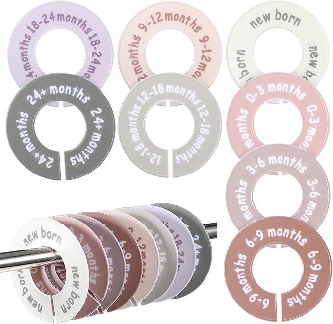 Hecila Baby Closet Dividers Baby Closet Dividers for Cloth 8PCS Unisex Round Double-Sided Clothes Size Divider Child Clothes Organizers Labels Wardrobe Organizer Hanger Divider from Newborn to Toddler
