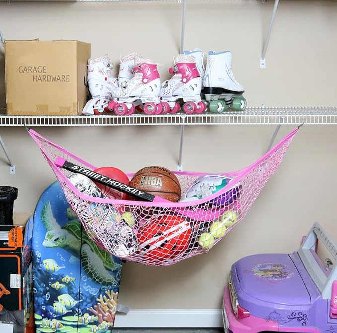 Baby Buddy Stuffed Animal Hammock Storage Net - Corner Space-Saving Toy Organizer for Nursery and Kids Bedroom Organization, Holds 25 Pounds, Easy Wall Mount, Pink