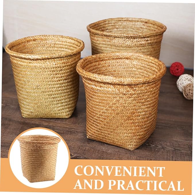 Healifty Large Capacity Round Straw Woven Storage Basket for Home Organization Multi-Functional Decorative Woven Basket for Sundries for Nursery Living Room or Kitchen