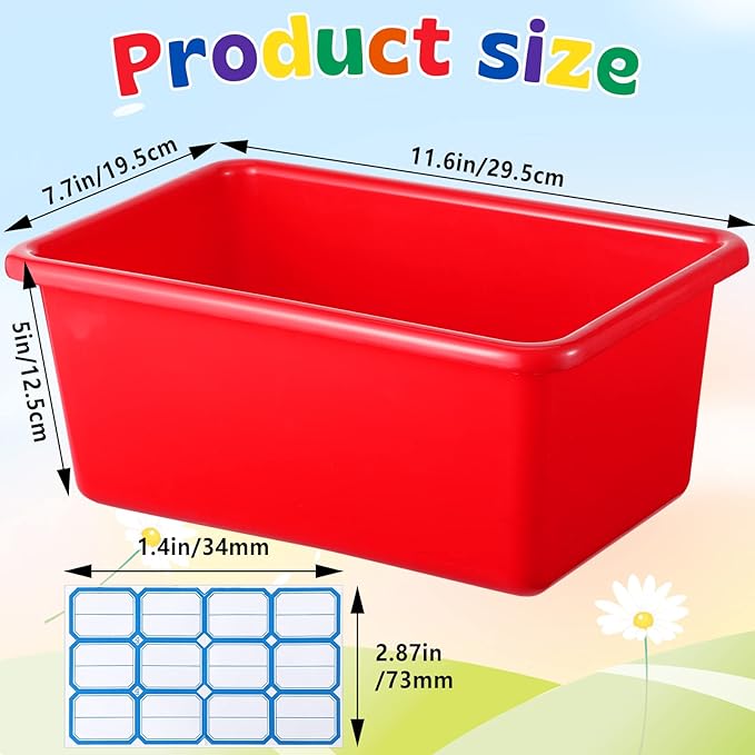 Hoolerry 24 Pcs Plastic Cubby Storage Bins Classroom Cubby Organization with Self Adhesive Labels Bin Small Stackable Storage Containers Toy Book Box for School(11.5 x 7.5 x 5 Inch,Colorful)