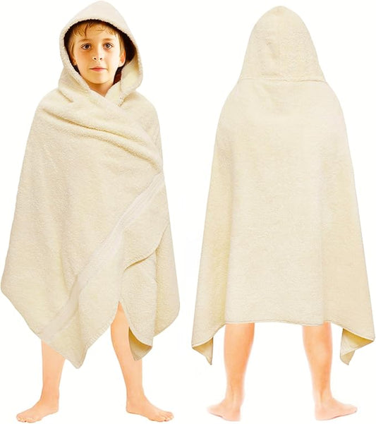 ORIGINAL KIDS Hooded Bath Towel Wrap - Ultra Soft 100% Cotton Terry Large Oversized Hooded Kids Towel - Toddler Big Kid Shower Pool Beach Towel - Absorbent Quick Dry Easy Care Gift - 30 x 54 - Ivory