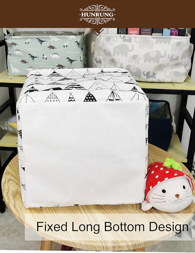 HUNRUNG Square Storage Bins Nursery Hamper Canvas Laundry Basket Foldable with Waterproof Nursery Boxes for Shelves/Gift Baskets/Toy Organizer/Children Room Decor（Square-Tent）
