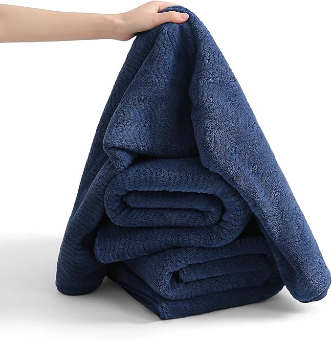 8 Piece Bath Towel Set Navy |2 Oversized Large Bath Sheet,2 Hand Towels,4 Washcloths| Ultra Soft Cozy Bath Towel Set for Bathroom Hotel Gym Spa,Highly Absorbent & Quick Dry Bathroom Towel Collections