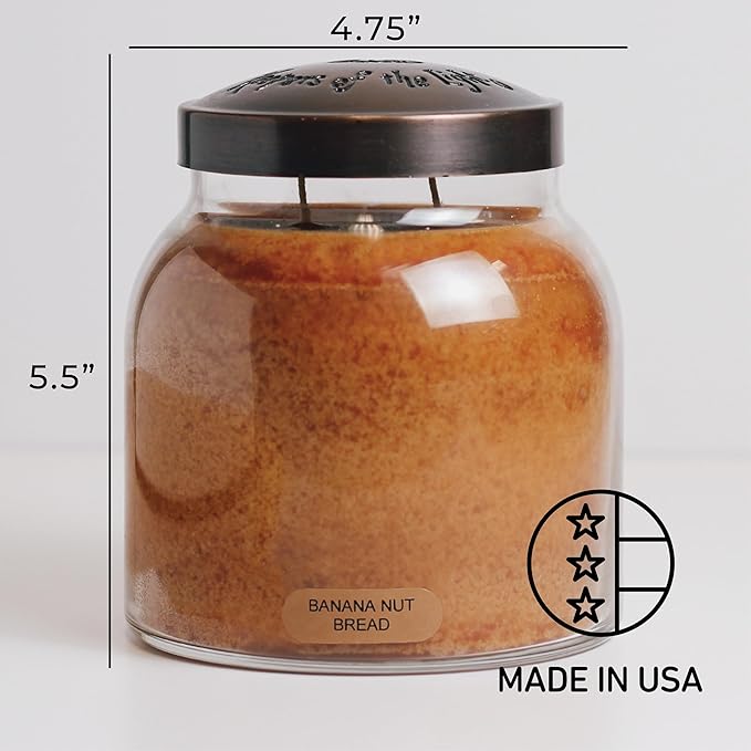 A Cheerful Giver - Banana Nut Bread - 34oz Papa Scented Candle Jar with Lid - Keepers of the Light - 155 Hours of Burn Time, Gift for Women, Brown