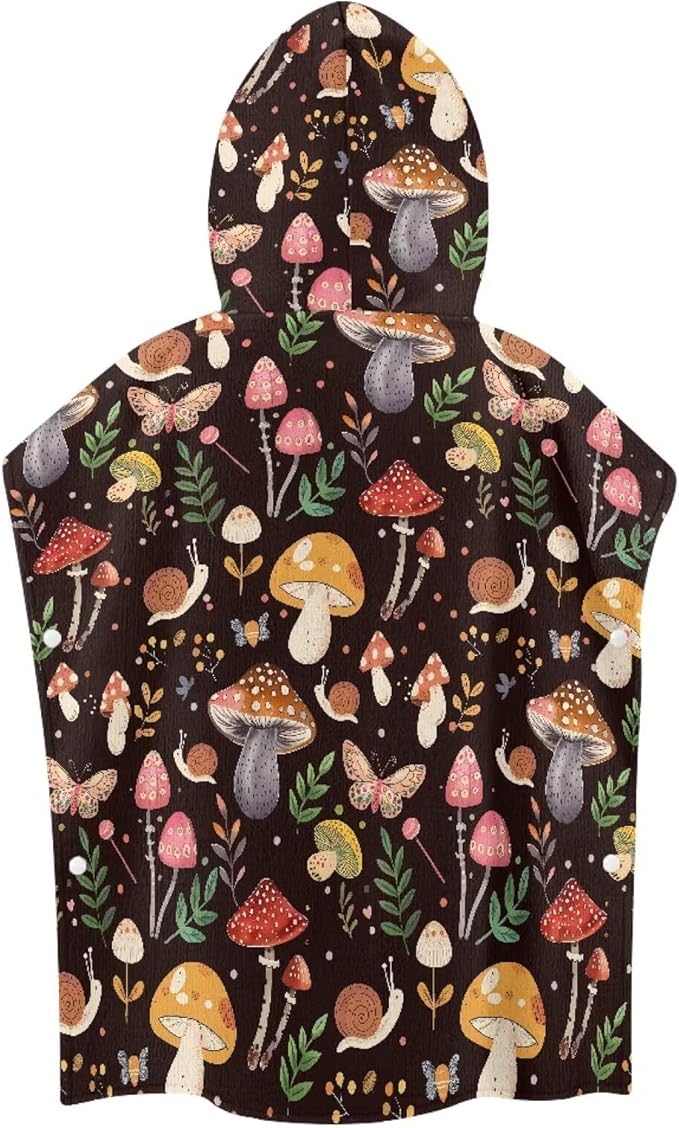 Hooded Kids Bath Towel Mushroom Forest Soft Towel Highly Absorbent Bathroom Beach Swim Supplies Toddlers Shower Decorations for Boys Girls