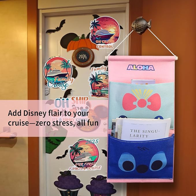 Fish Extender Hanger for Disney Cruise Gift Exchange Pixie Dust DCL Door Hanging Mail Box Bag Personalized 2025 2026 (2 pockets)